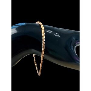 Authentic Rose Gold Over Sterling Silver 925 Italy Rope Bracelet Women Size 7.5"